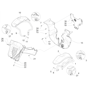 Radraum - Piaggio MP3 350 Maxi Sport E4 ABS Kotflügel 2018-2020 (EMEA)
