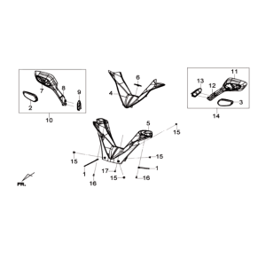 Lenkradverkleidung+Spiegelsatz Sym Joymax 125I ABS Silber (S-7S)