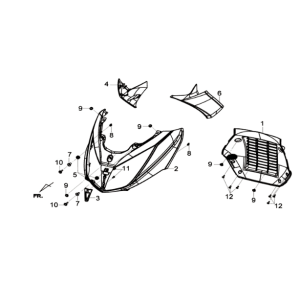 Frontplatte/Blinker/Innenbeinschutz Sym Joymax 125I ABS Schwarz (BK-231S)